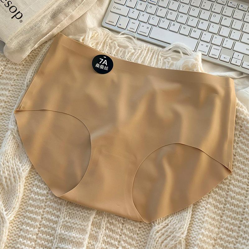 

Women s Seamless Yoga Underwear: Soft, Breathable, Skin-Friendly Mulberry Silk with Antibacterial Crotch, Mid-Waist Triangle Design. L (100-125 jin)