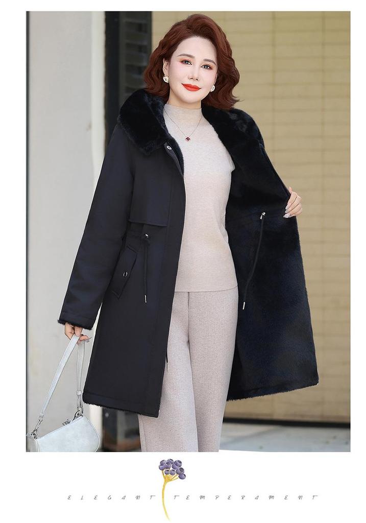 Mom's 2025 Winter Parka: Mid-Length, Double-Sided Cotton Jacket with Velvet for Middle-Aged and Elderly Women.