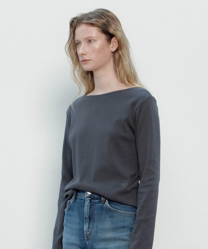 Deomago Basic Boat Neck T-Shirts (Charcoal)
