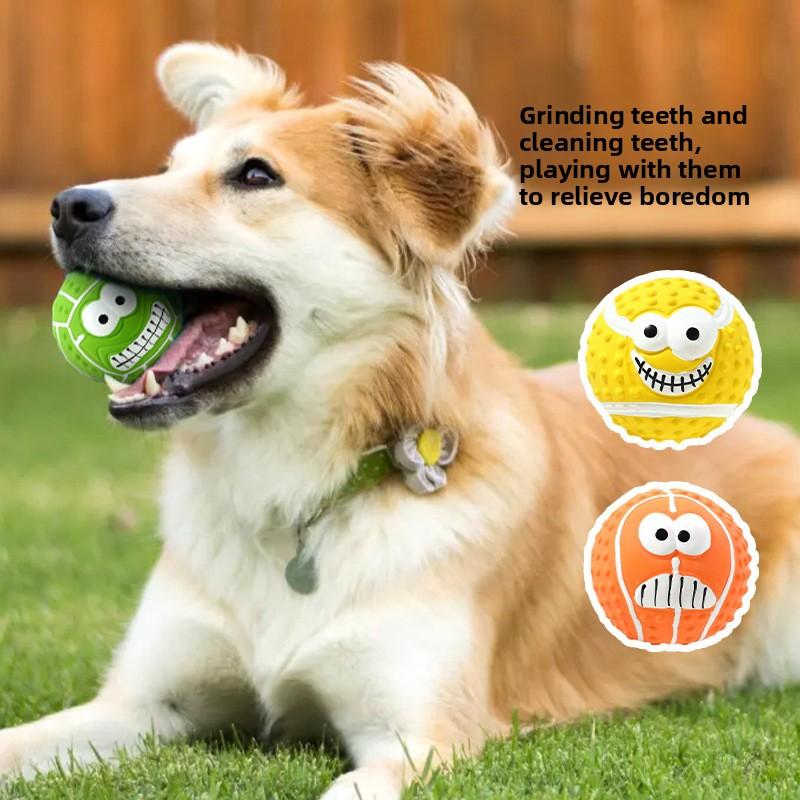 Neuer Smiley-Ball Latex Geräusche machendes Spielzeug Zähneknirschen und Reinigen Haustier Latexball Hundespielzeug Haustierbedarf