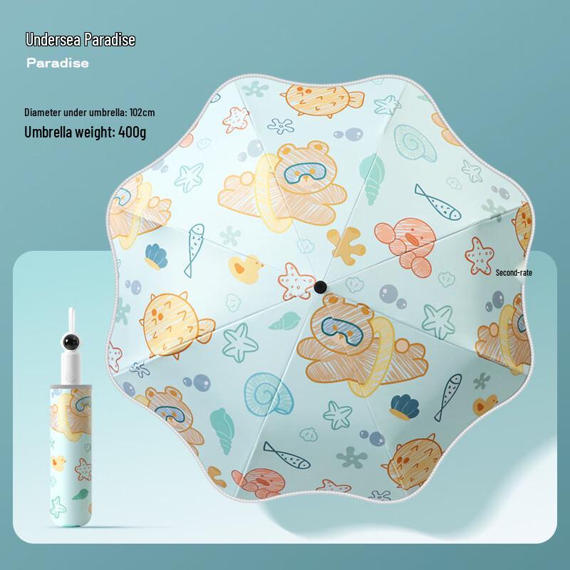 Kids Astronaut Handle Underwater Paradise Tri-Fold Umbrella