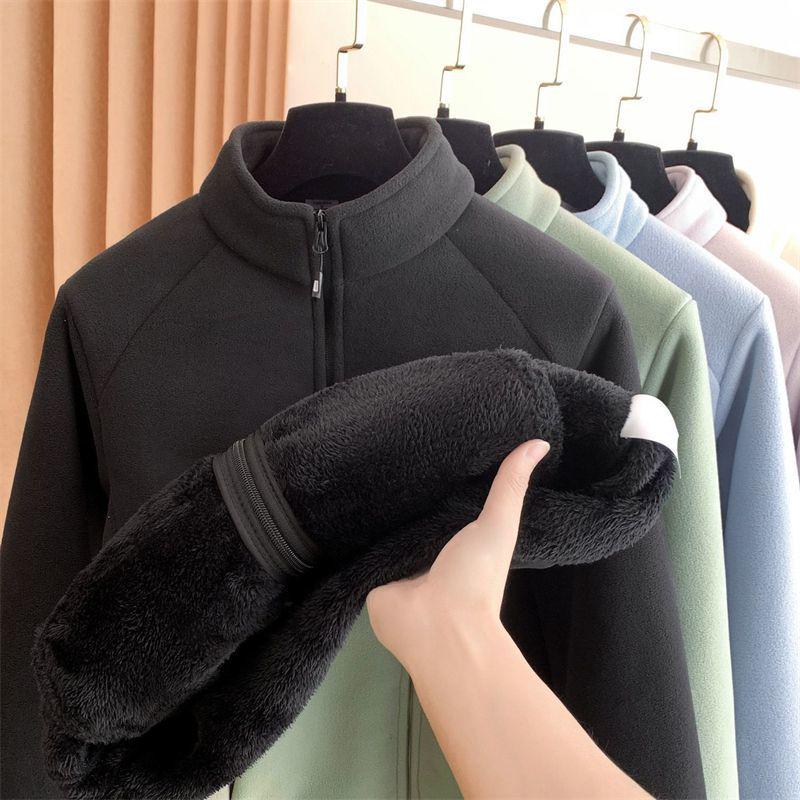High-End Men s Stand Collar Plus Velvet Long Sleeve Jacket for Autumn and Winter M 80-100 jin