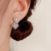 Four-Leaf Zircon Flower Pearl Stud Earrings - Shiny s925 Silver Needle, Exquisite and Versatile Fashion.