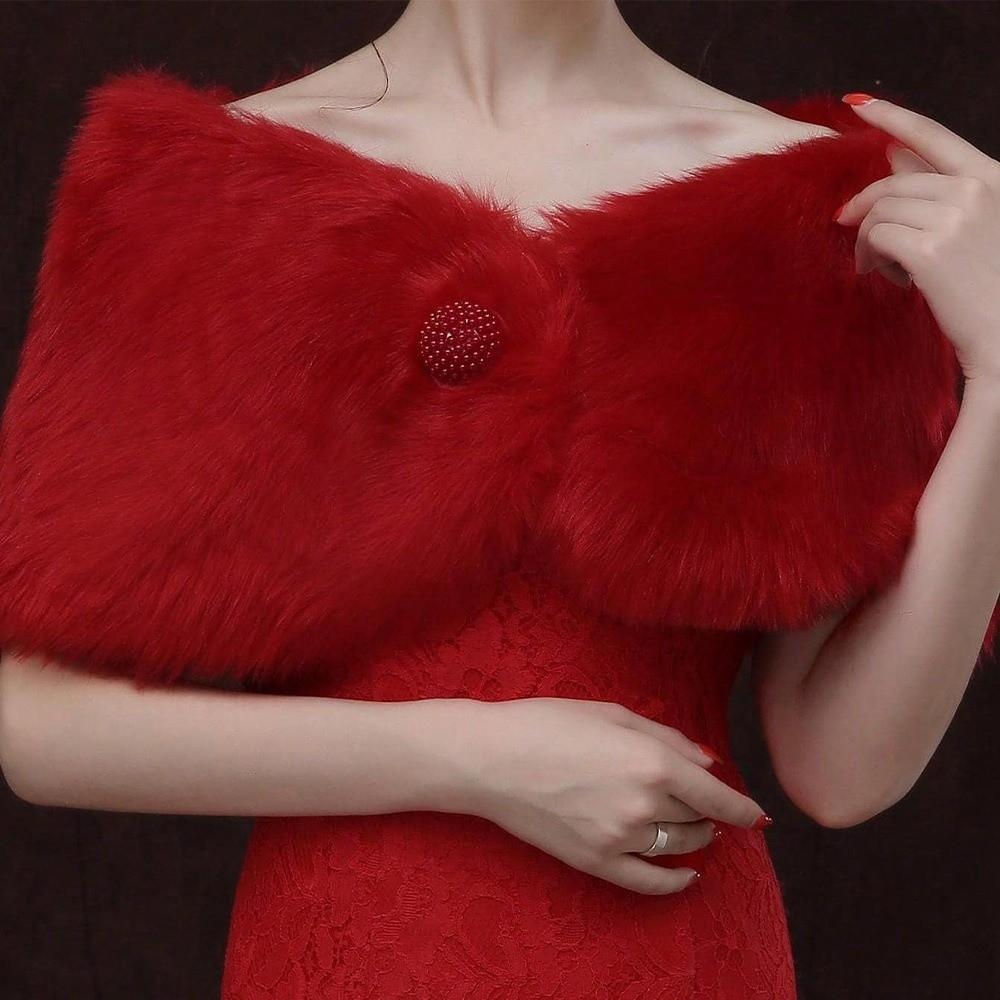 Ticken Warm Wedding Faux Fur Shawl Faux Fur Rabbit Fur Scarves Plush Shawl Scarf Accessories