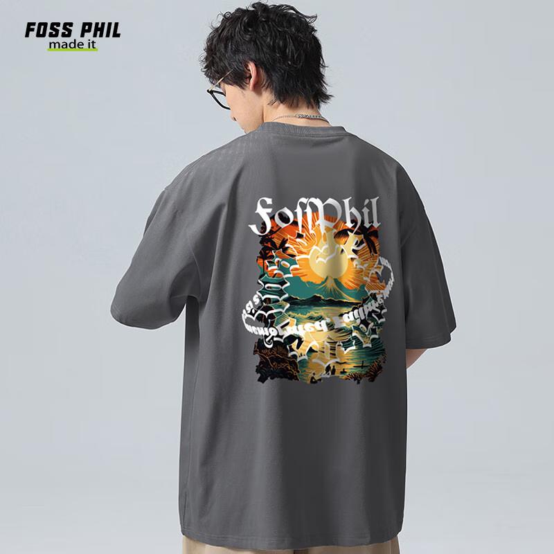 Foss Phil Unisex Summer Pure Cotton Printed Short Sleeve T-Shirt 2XL