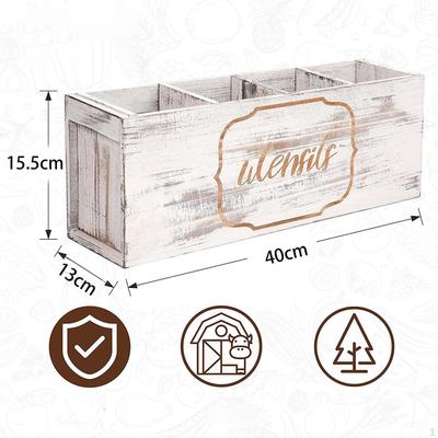 Wooden Cutlery Holder Storage Box Fork Spoon Knife Organizer Compact Kitchen Utensil