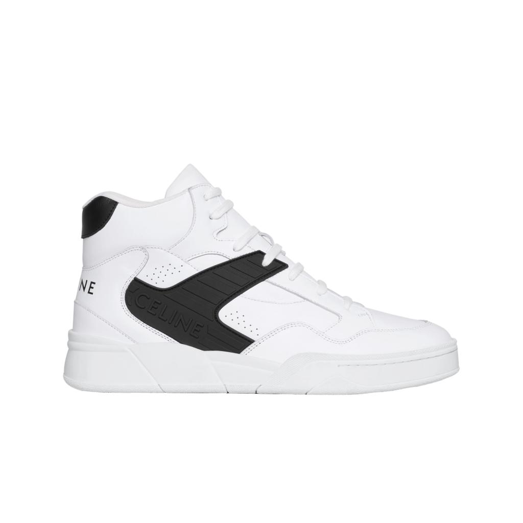 Celine Ct-06 High Top Sneakers In Calfskin Optic White Black