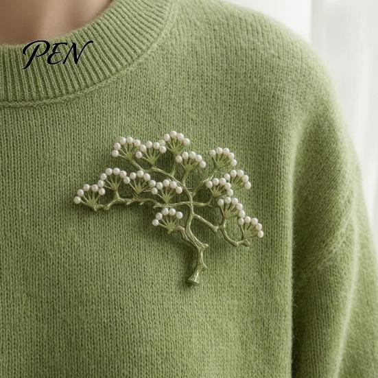 Plants Lapel Accessory Faux Pearl Leaf Brooch for Women, Vintage Theme Pin, Nature Inspired Clothing Jewelry Wedding Party Prom Women