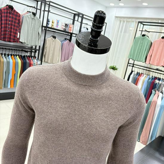Men's 100% Wool High-Collar Knit Sweater – Thick, Warm, Solid Color, Perfect for Autumn and Winter