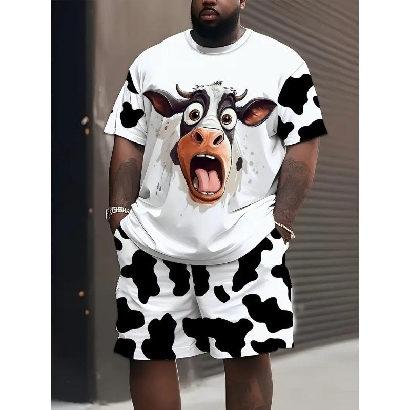 Men's Short Sleeve T-shirts And Shorts Set Outdoor Street Short Sleeve Top Shorts Plus Size Casual Summer T Shirts 2-piece Set