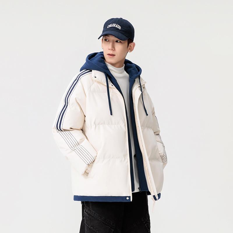 Padded jacket men's autumn and winter piled thickened trendy brand youth padded jacket high school students fake two padded jacket