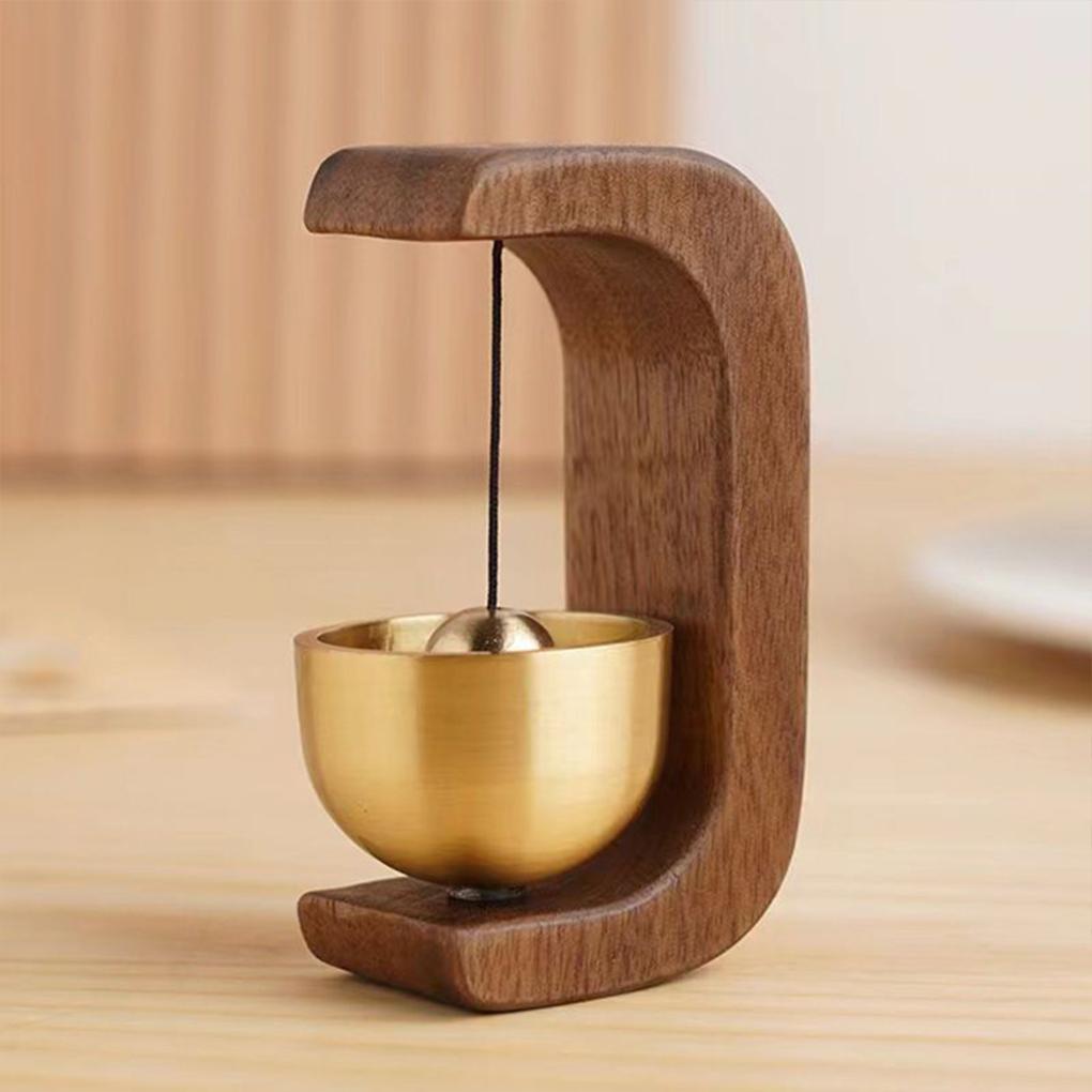 Wireless Jingle Bell Entrance Door Bell Pendant Wireless Doorbell Solid Wooden Doorbell Magnetic Brass Wind Chimes Home Decor