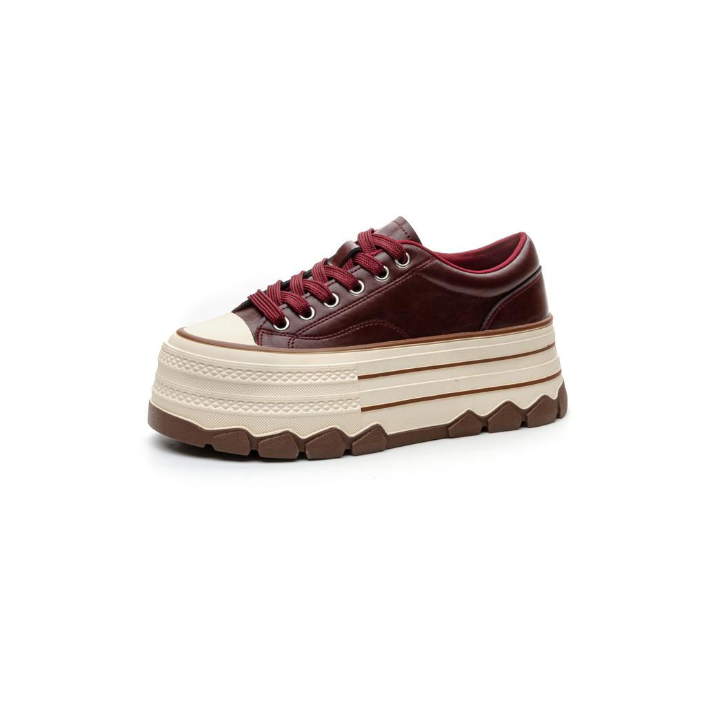 Leather Thick-soled Heightening Muffin Shoes for Women 2025 Autumn New Casual Board Shoes, Leather Versatile Fashion Casual Shoes for Women