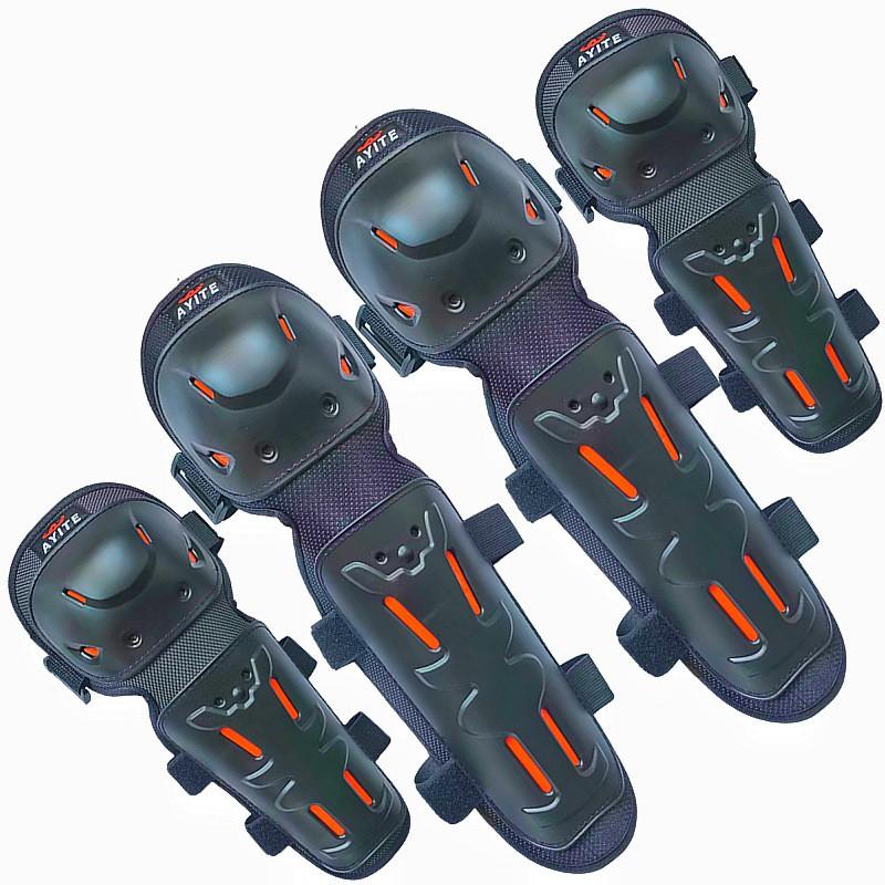 AYITE Off-Road Motorcycle Protective Gear Set 4-Piece Adjustable Knee Elbow Shin Guards Adult Riders Cycling Safety Equipment