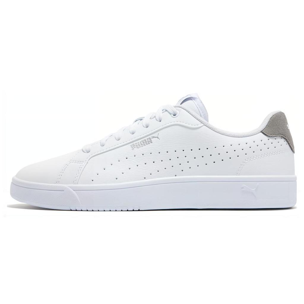 Puma Grounded Perf Simple Comfortable Shock Absorption Wear Resistant Low Top Sneakers Unisex Sneakers Silver White 398418-05