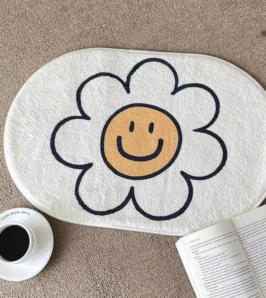 Simple Flower Pattern Carpet Comfortable And Warm Bedside Rug For Bedroom, Entrance Floor Mat, Home Decoration
