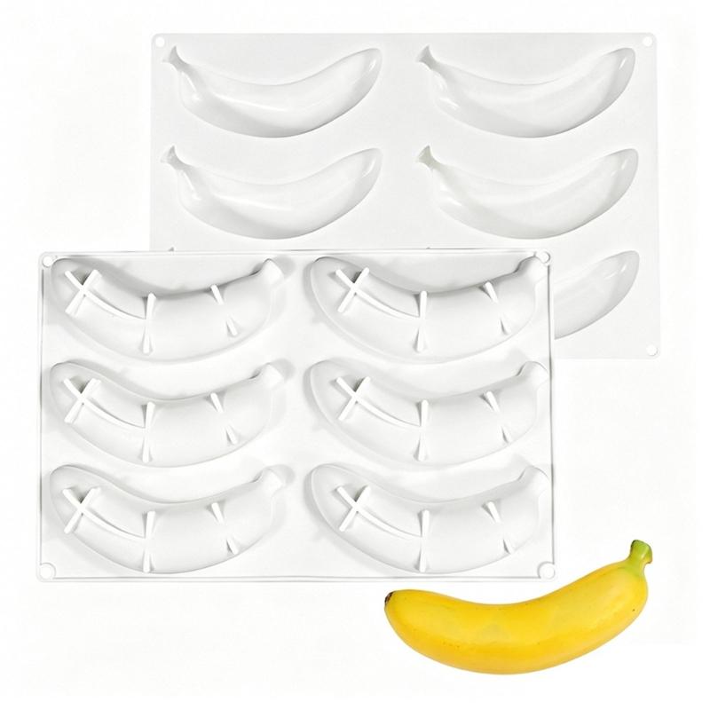 Stampi in Silicone a Forma di Banana per Mousse, Torta, Cioccolato, Gelato per Cottura e Preparazione di Dolci Design Flessibile Antiaderente