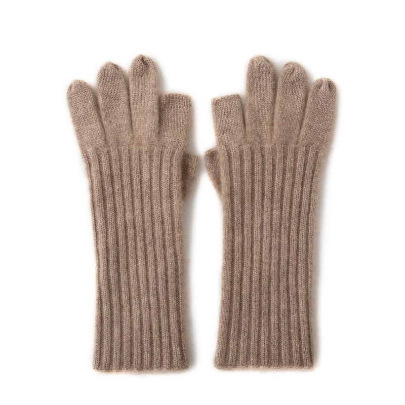 Cashmere Autumn and Winter New Style Unisex Pit Strip Leaky Finger Warm Cycling Windproof Knitted Five Finger Gloves