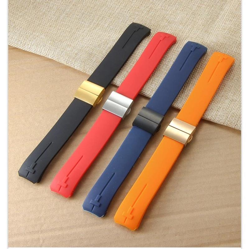 Non-Slip High Elasticity for Tissot T-Touch 21 20mm Black Orange T047 T013 T33 Special Interface Anti-Aging Silicone Watch Strap