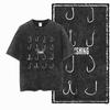 T-shirt Unisexe Imprimé Pêche Coton Noir Lavé Cool Style Streetwear Grande Taille Col Rond