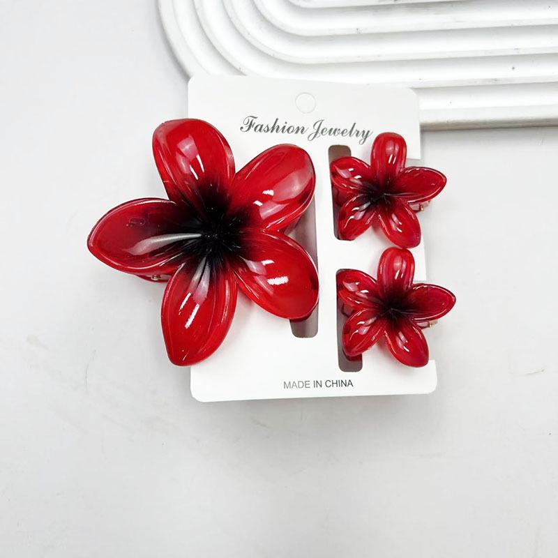 Sada skřipců do vlasů s frangipani: Květinové vlasové doplňky s imitací mramoru pro módní svátky