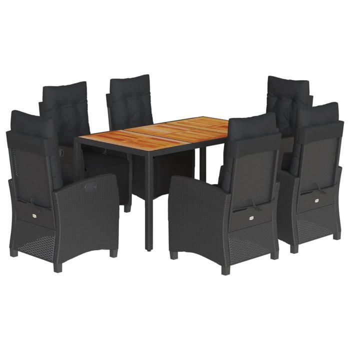 VidaXL Ensemble à Manger de Jardin avec Coussins 7 pcs, Table et Chaises avec Dossier Réglable, Meubles d'Extérieur, 3212909