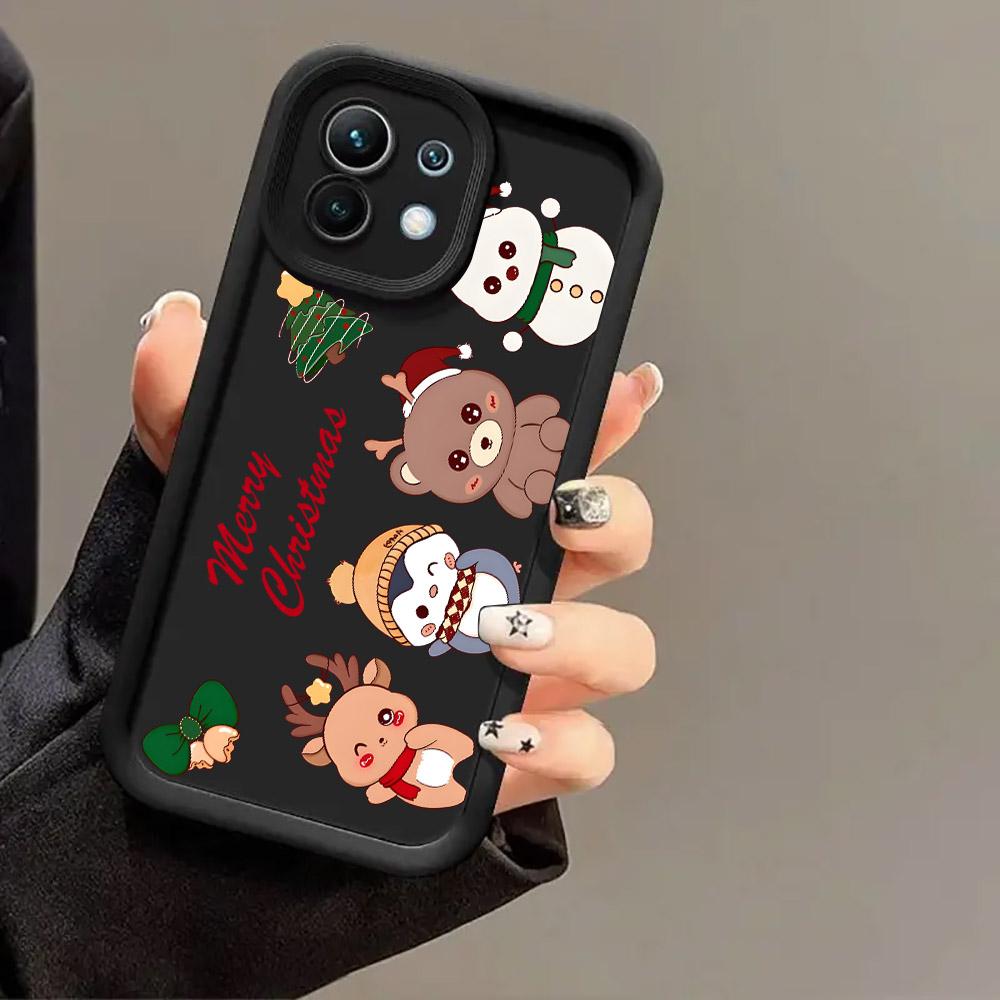 Christmas Snowman Elk Cute Phone Case For Xiaomi 17 Pro Max 15T 14T 13T 11Lite Poco X6 X7 F5 F7 M6 M7 Pro 5G Soft Perfect Cover