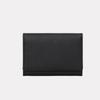 Matt Saffiano Cowhide Slim Business Card Holder Black + Lime Green