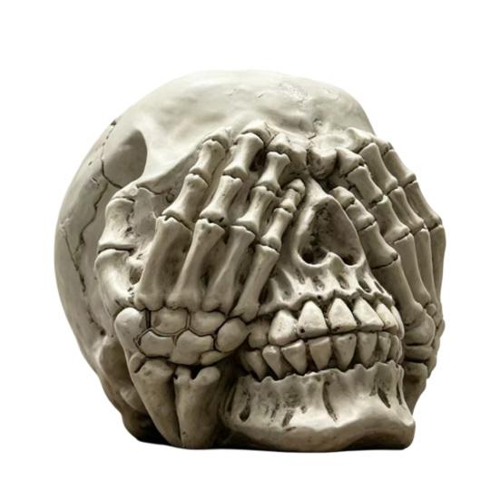 Halloween Skull Figurine Hear See Speak No Evil Skeleton Head A