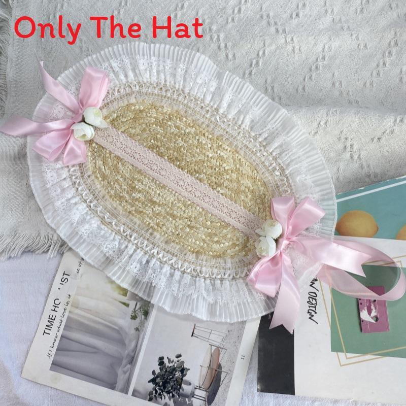 

Boho Straw Hat With Floral Embellishments And Butterfly Bow For Summer Festival Wear Pink