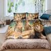 Strong Lions Tiger Bedding Sets Flame Wolf Duvet Cover Single Queen King Full Size Kids Women Rose Room Decor 2/3pcs Bedclothes