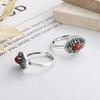 Adjustable Open Ring Men Women Vintage Bohemian Style With Filigree Cutout Design Red Agate Inlay Copper Base Retro