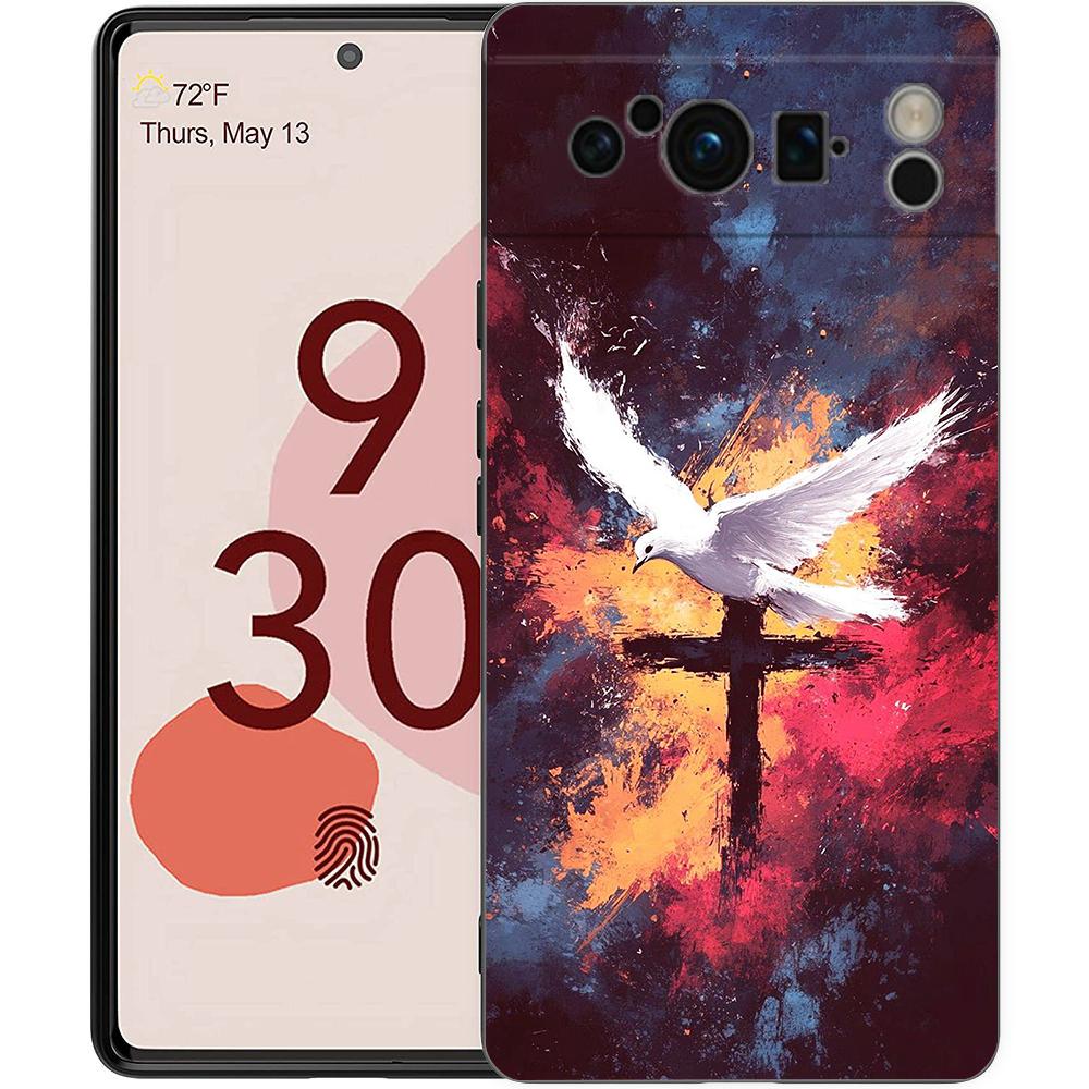

Bible Jesus Christ Christian Cross Phone Case For Google Pixel 9 8 7 6 Pro XL 8A 6A 7A 5G Soft Shockproof TPU Black Cover Pixel 7A
