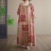 Abito estivo lungo maxi casual ampio da donna taglie forti manica corta cotone floreale vintage nuovo