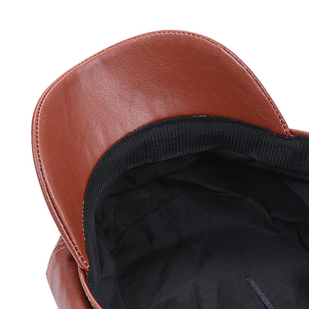 Autumn Winter New Fashion Solid Color PU Leather Newsboy Hat Peaked Cap Newsboy Cap Beret Hat