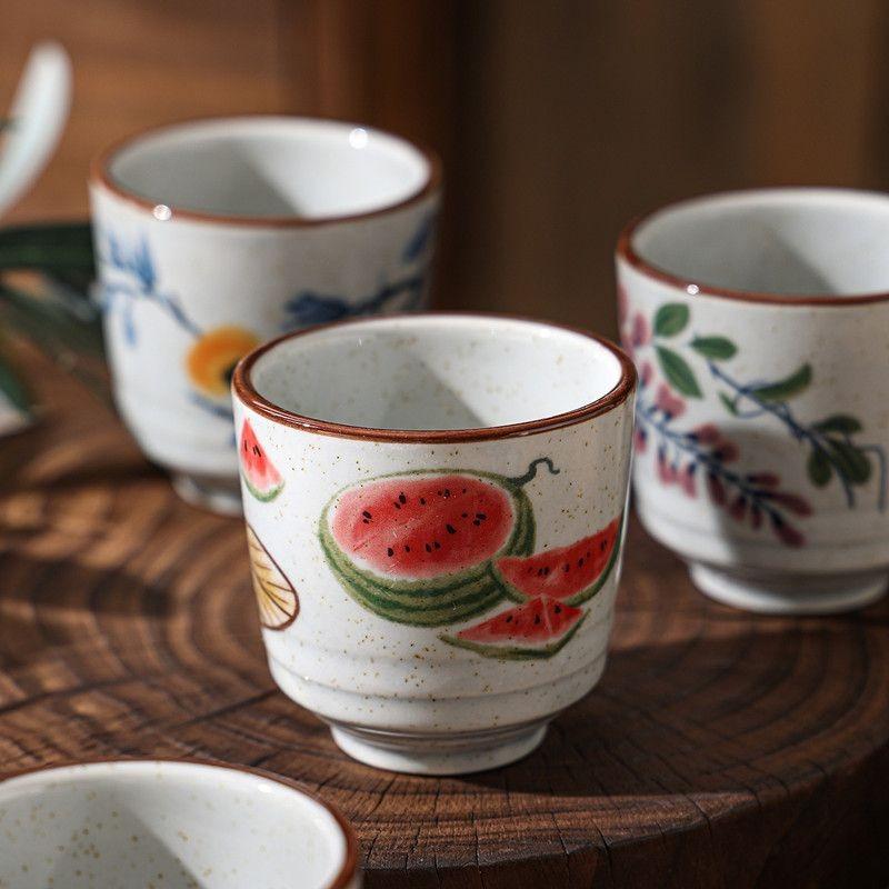 1PC Ceramic Teacup Retro Style Underglaze Color Craft Chinese Style Household High Temperature Resistant Classical Style