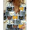 Autumn Women Clothing Cute Animal Prints Shirt Tops Cartoon Cat Pattern Personalized Street Long Sleeve Fashion Women's Blouses