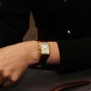 KNIS Classic Rectangular Quartz Watch for Men and 3 ATM Water White Roman Gold Crocodile Embossed Leather (Nis) Japanese-made Women, Resistant, Dial,