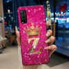 Case For TCL 205 4187D Bumper Black Silicone Shockproof Soft Casing Lucky Exclusive Initial Letter Luxury Crown Pattern Cover