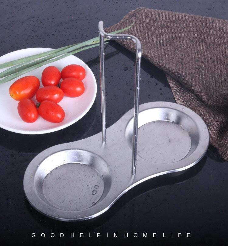Spoon Rest for Stove Top, Kitchen Stainless Steel Vertical Holder for Ladle Spatulas Lid, Double Spoon Stand Rack