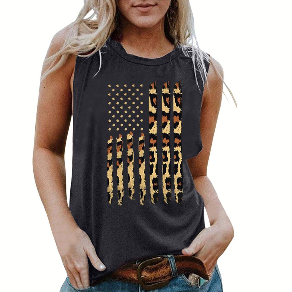 Amazon Wish Clothing Women's Vest Independent Station Summer Fashion American Flag Independence Day Collection
