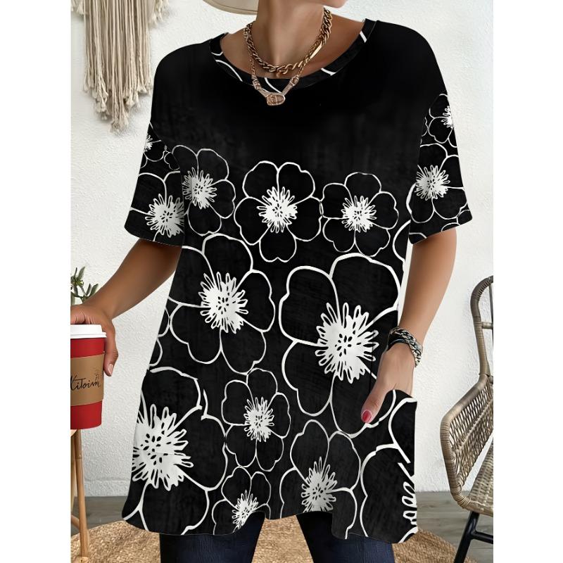 

Women sShort Sleeve T-Shirt with Pocket Design, Ideal for Daily Commuting 2XL