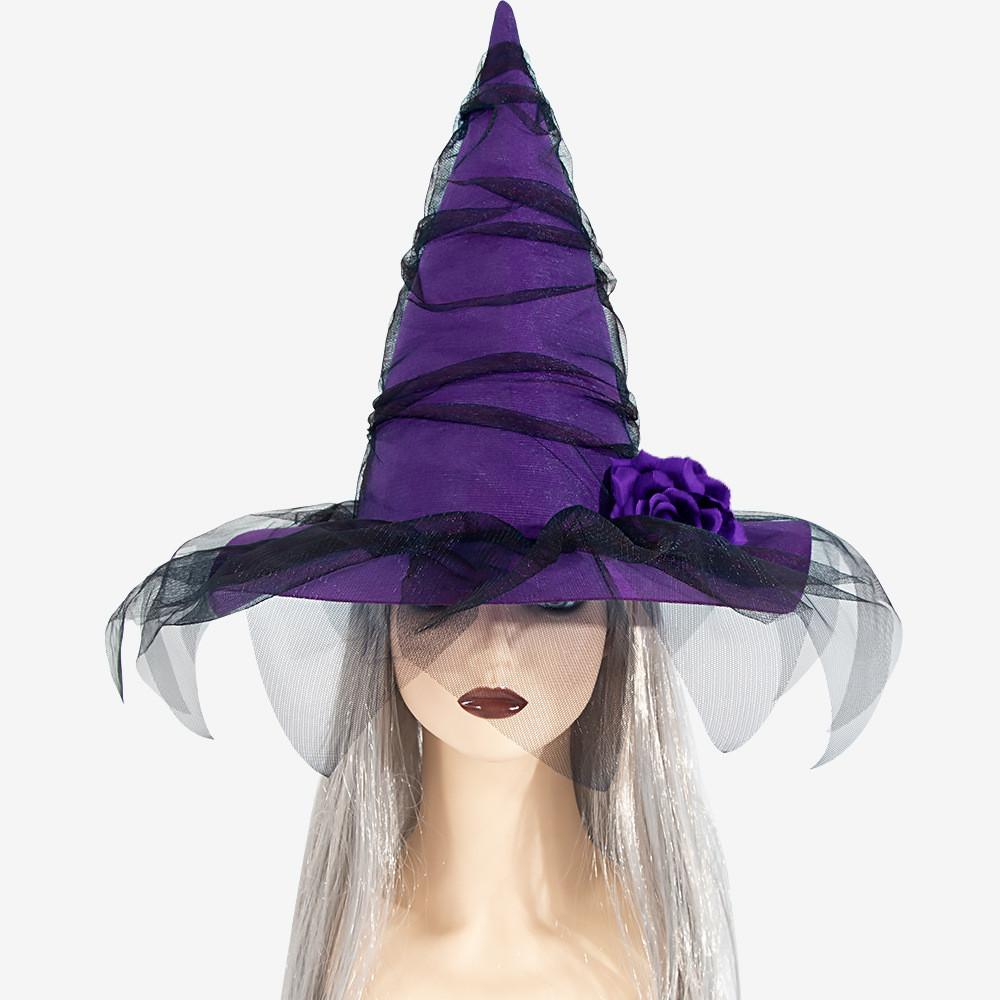 New Halloween Baroque Witch Hat Mesh Artificial Flower Dress Accessories Gothic Queen/ Cosplay Witch
