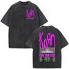 Korn Europe Tour  Vintage Washed T Shirt Fan Gifts Metal Gothic Rock Band Tshirts Mens Clothing Casual Short Sleeve Tshirt