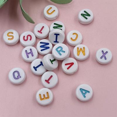 100Pcs 10mm For Jewelry Making DIY White Colorful Letter Loose Beads Necklace Bracelet Pendant Candy Color