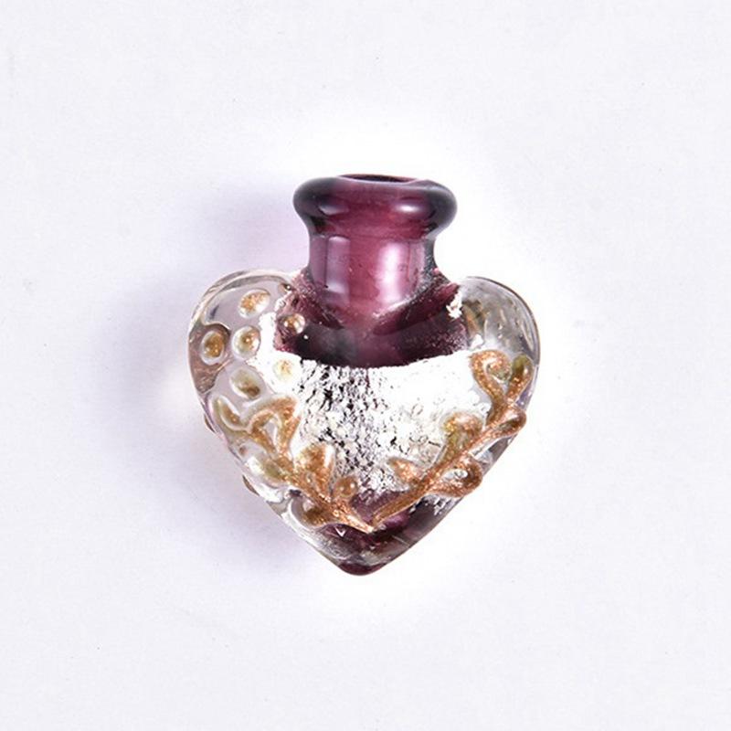 2pcs 27x25mm Heart Shape Handmade Lampwork Glass Empty Bottle for DIY Necklace Pendant Essential Oil Diffuser Perfume Bottle