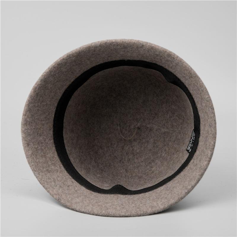 Wool Bucket Hat Women's Retro Autumn and Winter Thermal Basin Hat Thousand Gold Top Hat