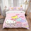 3pcs Bear Balloon & Hello Kitty Sanrio Print Bedding Set (1 Cover + 2 Pillowcases, Without Inserts), Soft and Comfortable W007