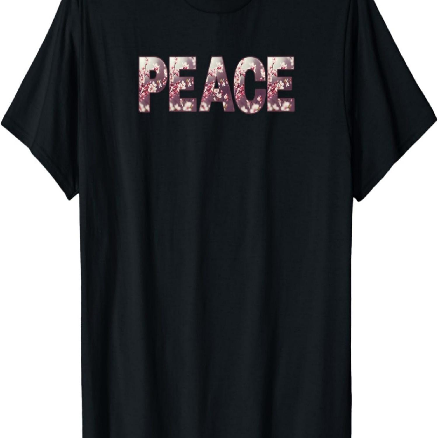 

PEACE with Cherry Blossom design T-Shirt S чёрный