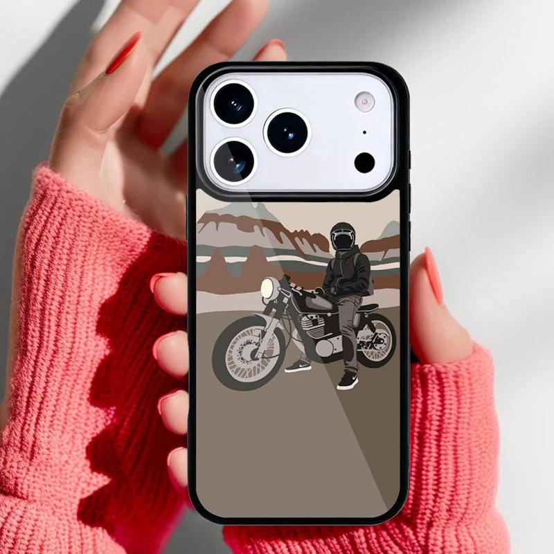 Cartoon Motorcycle Phone Case for iPhone 17 16 15 14 13 Pro Max Back Cover for 12 11 Pro Coque iPhone 14 Pro Max